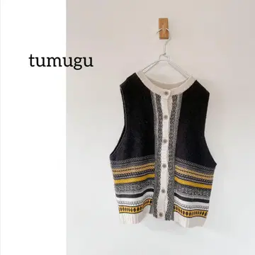 tumugu: 츠무구 캐시미어 혼방 니트 베스트 프리 사이즈