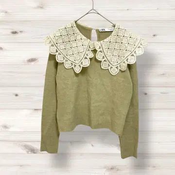 ZARA 자라 티셔츠 빅칼라 레이스 페미닌 1108v