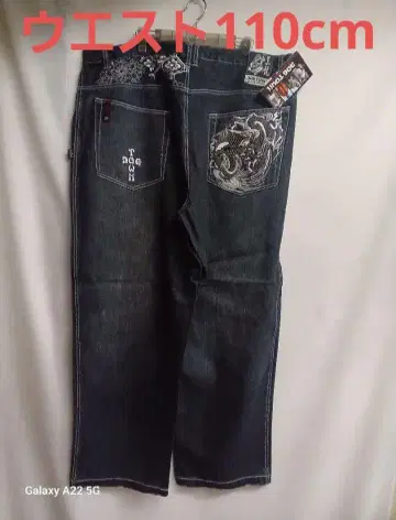 DOG TOWN 용 패턴 자수 데님 팬츠 허리 110cm