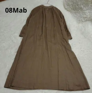 새상품급 08Mab 밴드 카라 셔츠 원피스 블랙 린넨100 롱 원피스