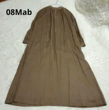 새상품급 08Mab 밴드 카라 롱 셔츠 원피스 린넨 100