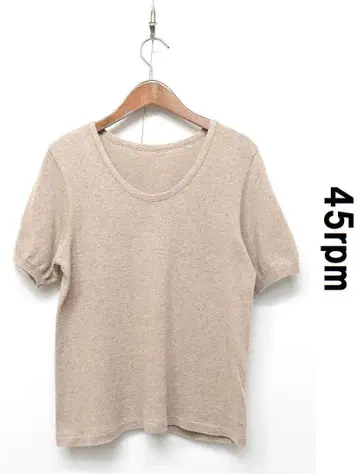 E483/45rpm 반팔 니트 티셔츠 스트레치 3 브라운