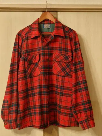 60년대 PENDLETON 펜들턴 블랙 x 빨간색 보드 셔츠