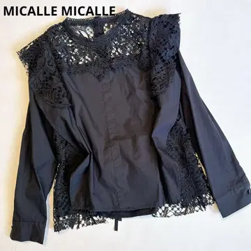 MICALLE MICALLE 미카레미카레 레이스 프릴 블라우스 블랙