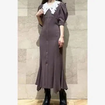 SNIDEL 자수 칼라 머메이드 원피스