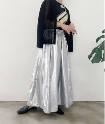 torrazzo donna 메탈릭 패브릭 스커트 실버