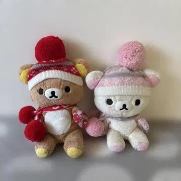 리락쿠마 & 코리락쿠마 봉제 인형 폼폼 모자