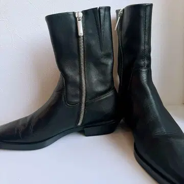 ZARA 스퀘어토 가죽 사이드 지퍼 숏부츠 블랙 36