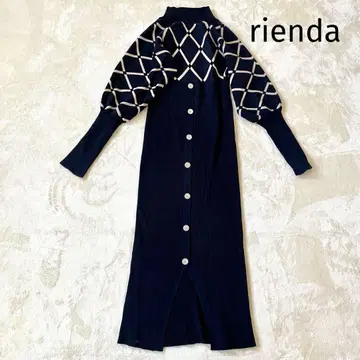 rienda 다이아 자카드 타이트 니트 원피스 M