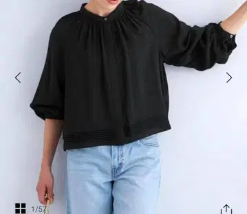 그린 라벨 릴랙싱 볼륨 SLV 하오리 BLS 블라우스 겉옷 블랙
