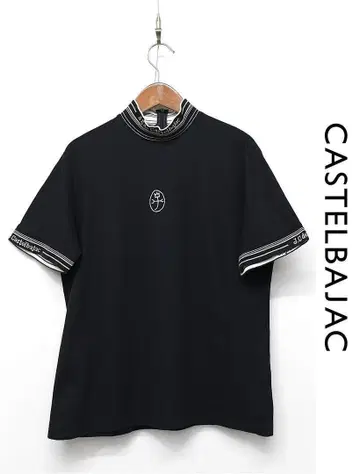 E486/CASTELBAJAC 티셔츠 사슴 무늬 하이넥 로고 자수 2