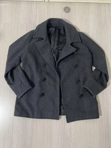 탑 사이더 더블 브레스트 피 코트 그레이