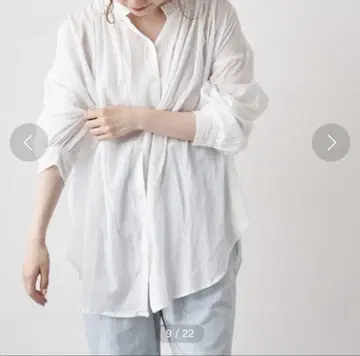 PUAL CE CIN 강연 코튼 노카라 블라우스