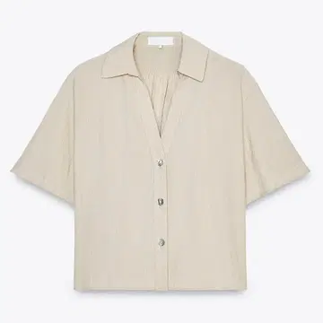 [ 미사용 새상품 ] ZARA 자라 숏 슬리브 반팔 셔츠 베이지 XS