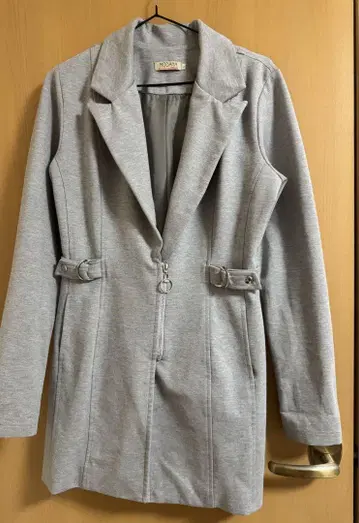 그레이 롱 코트 지퍼 포함