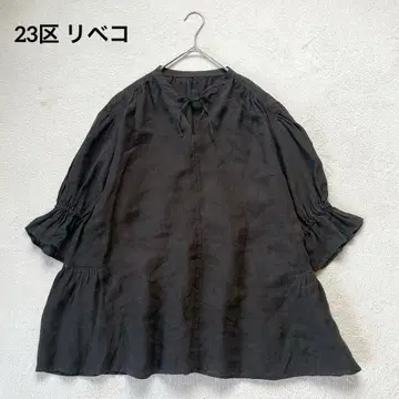 23구 리베코 린넨 차콜 그레이 블라우스 셔츠