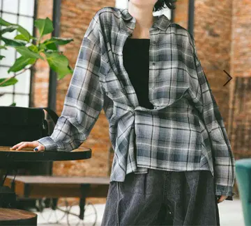 니코앤드 더블 프론트 체크 셔츠 블랙
