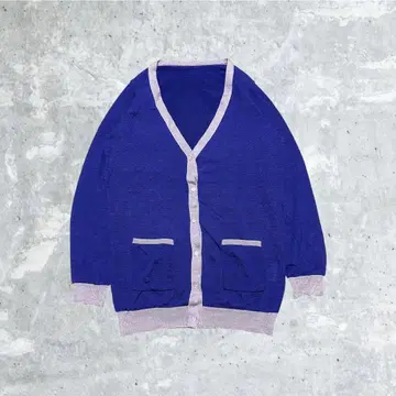 90's VINTAGE 가디건 y2k FREE 블루 V넥