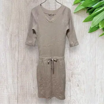 아쿠아위저 리체 타이트 원피스 오부소매 리브 리본 핑크