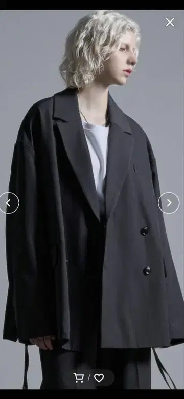 블랙 더블 브레스트 테일러드 자켓 loose