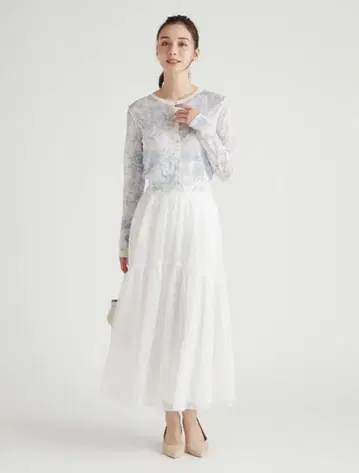 celford 티어드 디자인 시어 스커트 여성용 화이트