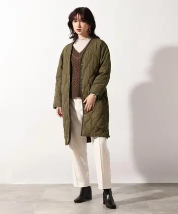 OZOC 라이트 퀼팅 코트 올리브(카키)