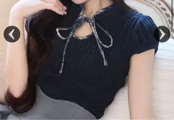 미셸 마카롱 셔링 리본 상의