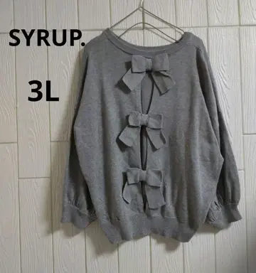 펠리시모 SYRUP. 얇은 소재 니트 백리본 3L 그레이 빅 사이즈