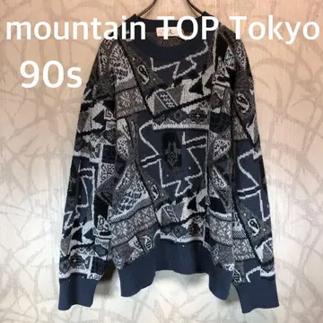 mountain TOP Tokyo 90s 기하학 패턴 니트 올 패턴 R
