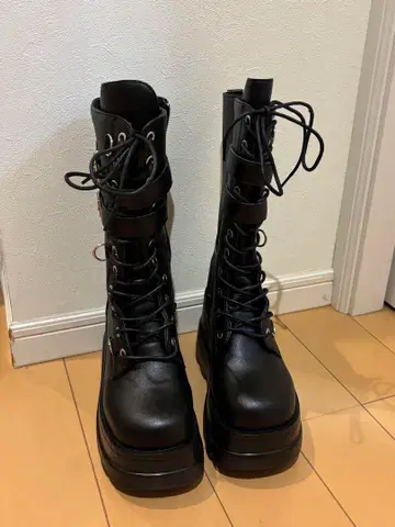 통굽 부츠 롱 부츠 블랙 22.5cm 코스프레