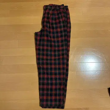 80s 프랑스제 vintage 울 체크 투 턱 슬랙스