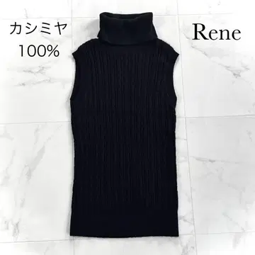 새상품급 Rene 루네 캐시미어 100% 슬리브리스 터틀넥 니트 블랙