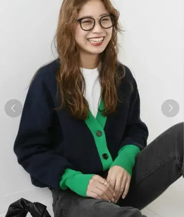 relume 더블 니트 대비 가디건 네이비 프리 사이즈