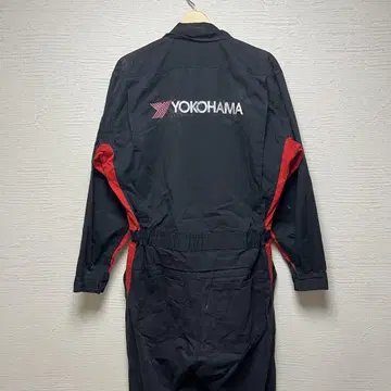 레어 YOKOHAMA 오버롤 작업복 블랙 레드 LL