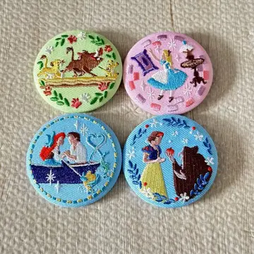 [ 한정 가격 ] 자수 캔뱃지 라이온 킹 앨리스 백설공주 인어공주