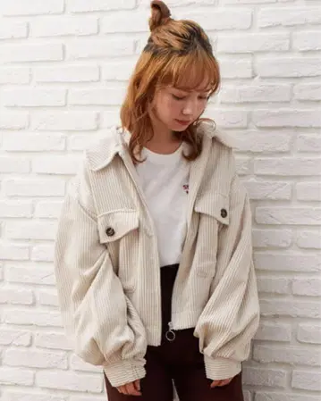 [ INGNI ] 코듀로이 베이지 자켓 벌룬 슬리브
