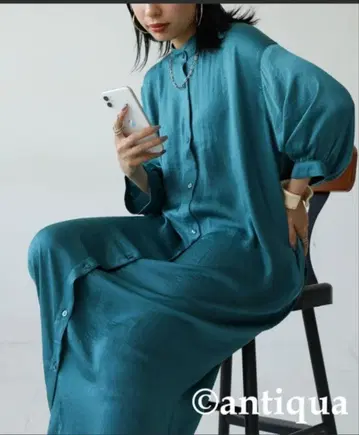 안티카 셔츠 원피스 긴팔 백 오픈