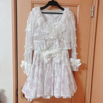 리즈리사 로즈리본 쉬폰 원피스 프릴 레이스 볼레로 가디건