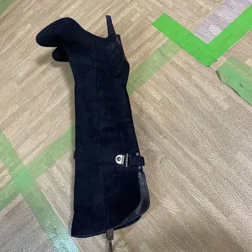 블랙 스웨이드 롱 부츠