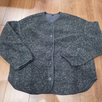 인기 UNIQLO 보아 플리스 릴랙스 가디건 다크 그레이