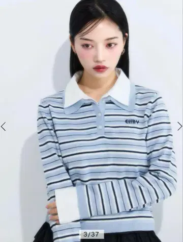 더블 칼라 보더 디자인 니트