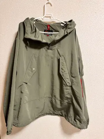 ALPHA INDUSTRIES 하프 지퍼 아노락 후드티 남성용