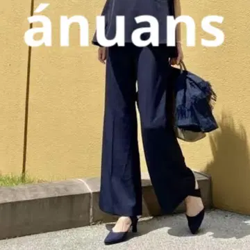 anuans 세미 플레어 팬츠 네이비