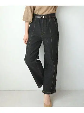 부즈루드 허리 전체 밴딩 사이드 프린지 데님 Bou Jeloud