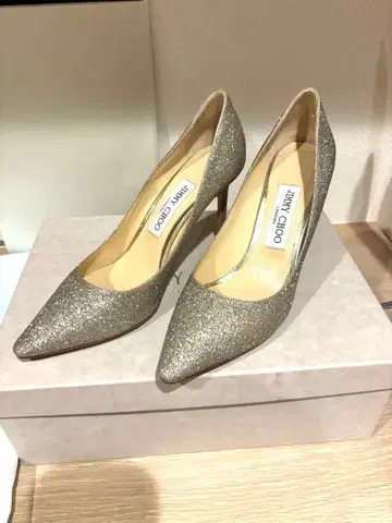 [ 새상품급 ] JIMMY CHOO 글리터 실버 37.5 웨딩 신발