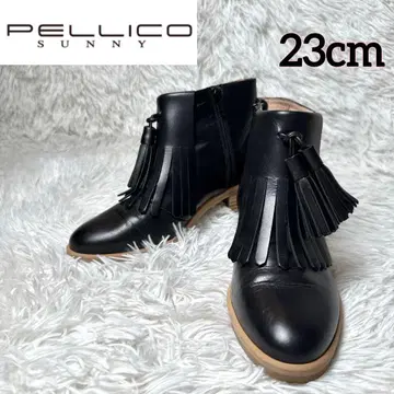 새상품급 펠리코 써니 태슬 힐 부츠 가죽 블랙 숏부츠 23cm