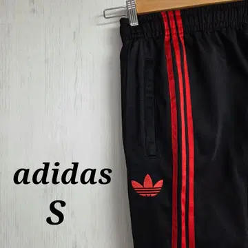 아디다스 오리지널 저지 팬츠 S 자수 로고 블랙 레드 파이어버드