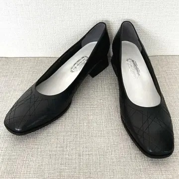 컨디션 최상 긴자 요시노야 현행 모델 스티치워크 가죽 펌프스 블랙