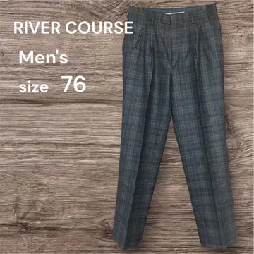 새상품급 RIVER COURSE 체크 무늬 울 100% 슬랙스 팬츠