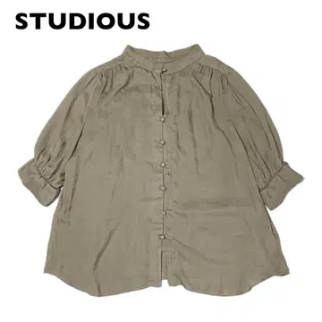 STUDIOUS 마이크로 새틴 2WAY 개더 블라우스 일본제